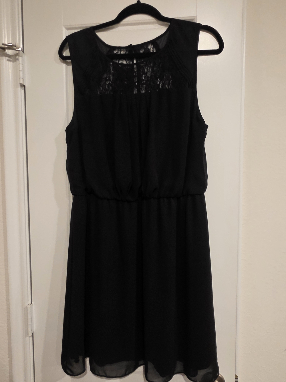 Bisou Bisou Black Sleeveless Lace-Yoke Midi Dress